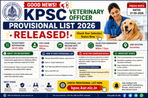 Good News! KPSC Veterinary Officer Provisional List 2026 Released